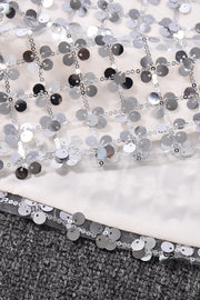 Silver Sequin Straps A-line Short Dress