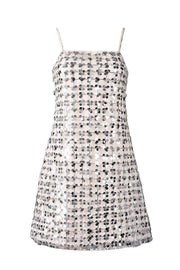 Silver Sequin Straps A-line Short Dress