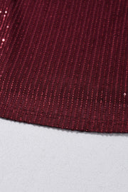 Straps Burgundy Sequin A-line Short Dress