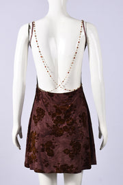 Maroon Floral Cowl Neck Short Dress