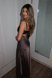 Plunge Red Straps Tie A-line Maxi Dress