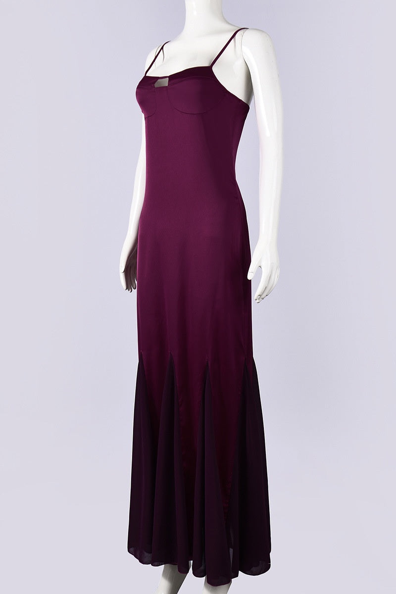 Plum Cut-out A-line Long Dress