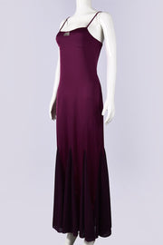 Plum Cut-out A-line Long Dress