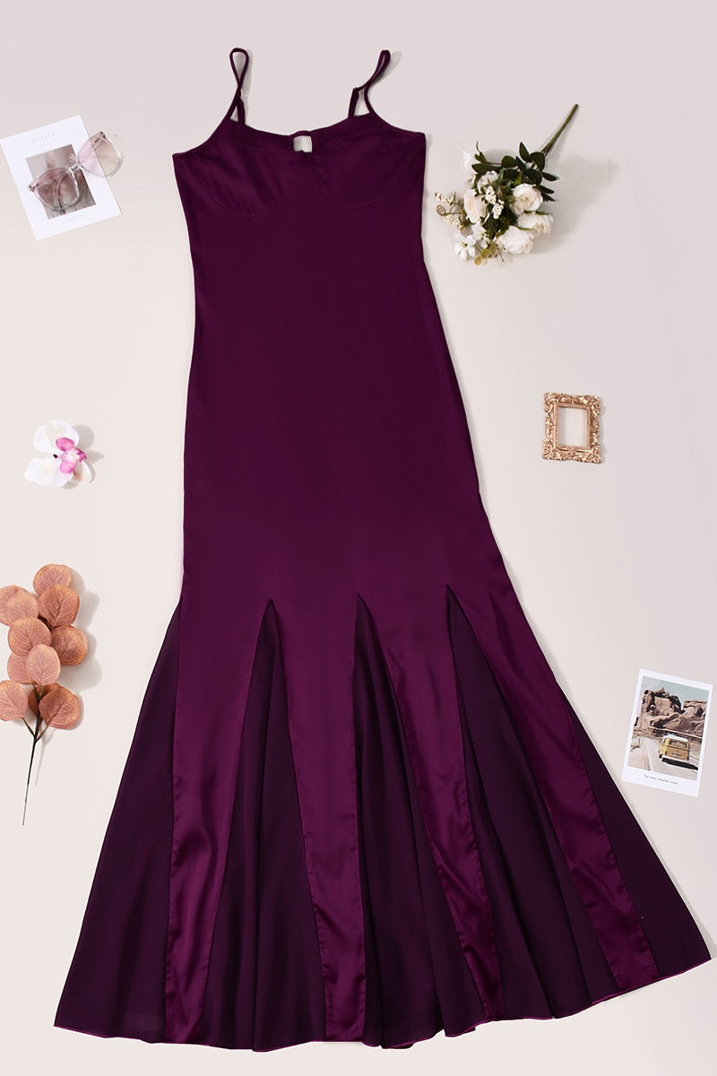 Plum Cut-out A-line Long Dress