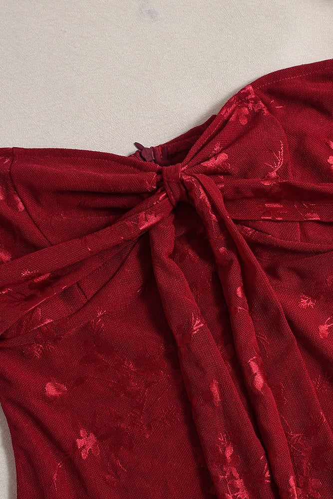 Red Velvet Off the Shoulder Tight Dress