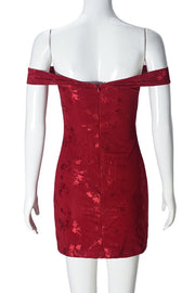 Red Velvet Off the Shoulder Tight Dress