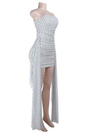 White Polka-dot Tight Dress with Knot Front