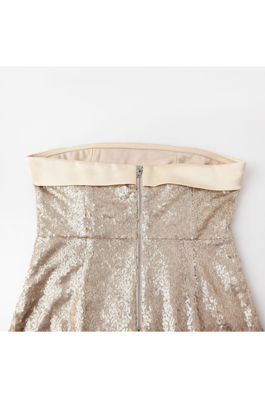Golden Strapless Sequin Bodycon Mini Dress