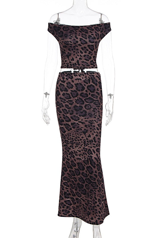 Two Piece Leopard Print Mermaid Dress