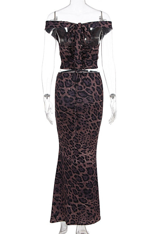 Two Piece Leopard Print Mermaid Dress