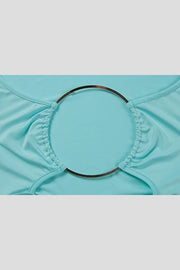 Teal Halter Cowl Neck Fitted Maxi Dress