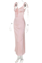 Pink Sreaps Tight Long Maxi Dress