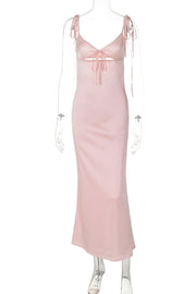 Pink Sreaps Tight Long Maxi Dress