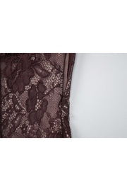 Halter Brown Lace Column Long Dress