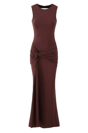 Pink Scoop Fitted Knotted Long Dress