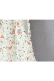 Black Floral A-line Short Dress with Short Sleeves