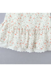 Black Floral A-line Short Dress with Short Sleeves