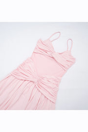 Pink Straps Twist Tie Long Dress