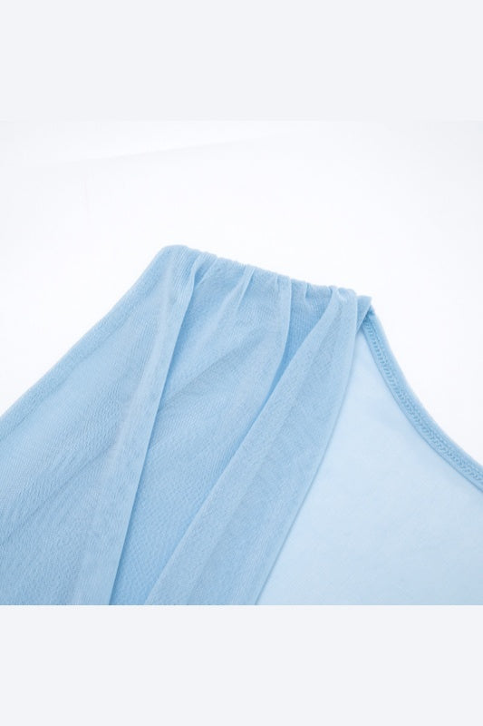 Sexy Light Blue Cowl Neck Draped Long Dress