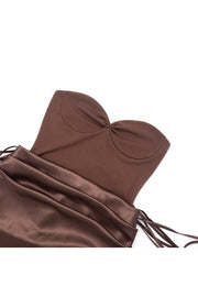 Brown Sweetheart Draped Long Dress