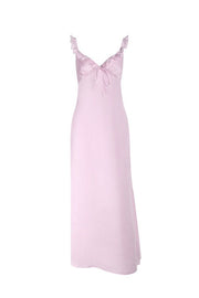 Ruffle Straps Pink Maxi Long Dress