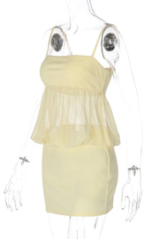 Yellow Bodycon Straps Mini Dress