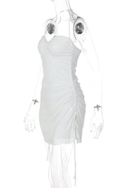 White Halter Tie Bodycon Mini Dress