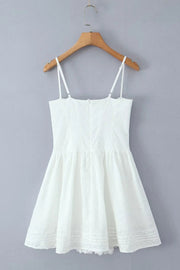 White Spaghetti Strap Bow Lace Party Skirt
