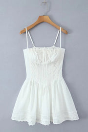 White Spaghetti Strap Bow Lace Party Skirt