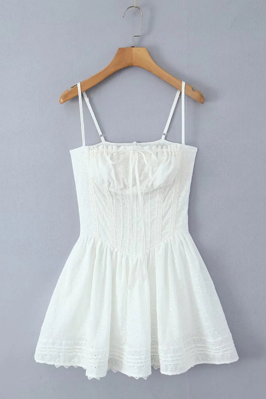 White Spaghetti Strap Bow Lace Party Skirt