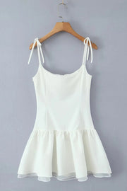 Bow Spaghetti Strap Hollow-out Short Dress