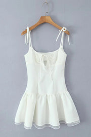 Bow Spaghetti Strap Hollow-out Short Dress