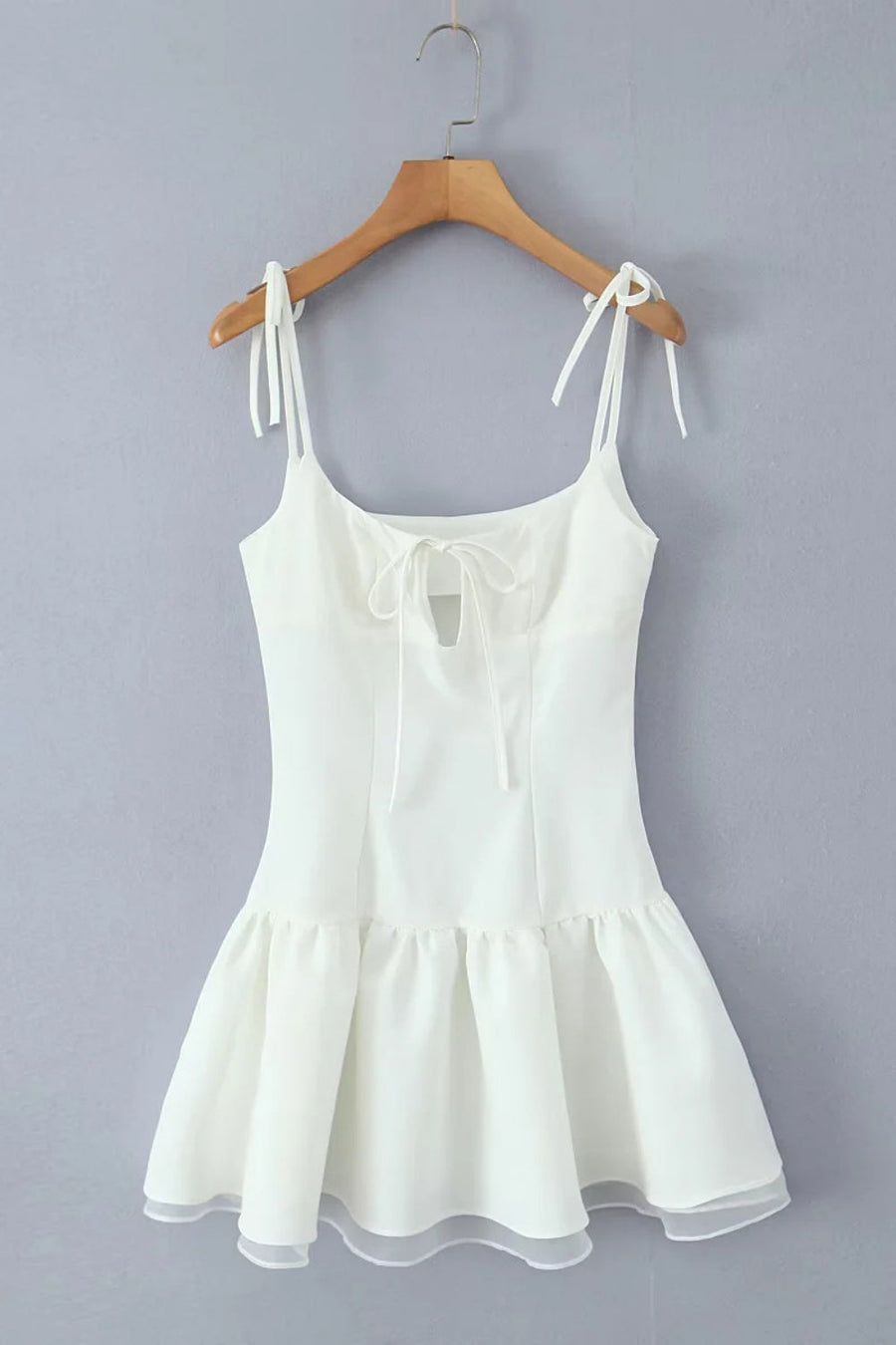 Bow Spaghetti Strap Hollow-out Short Dress