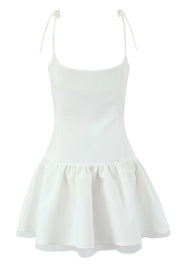 Bow Spaghetti Strap Hollow-out Short Dress