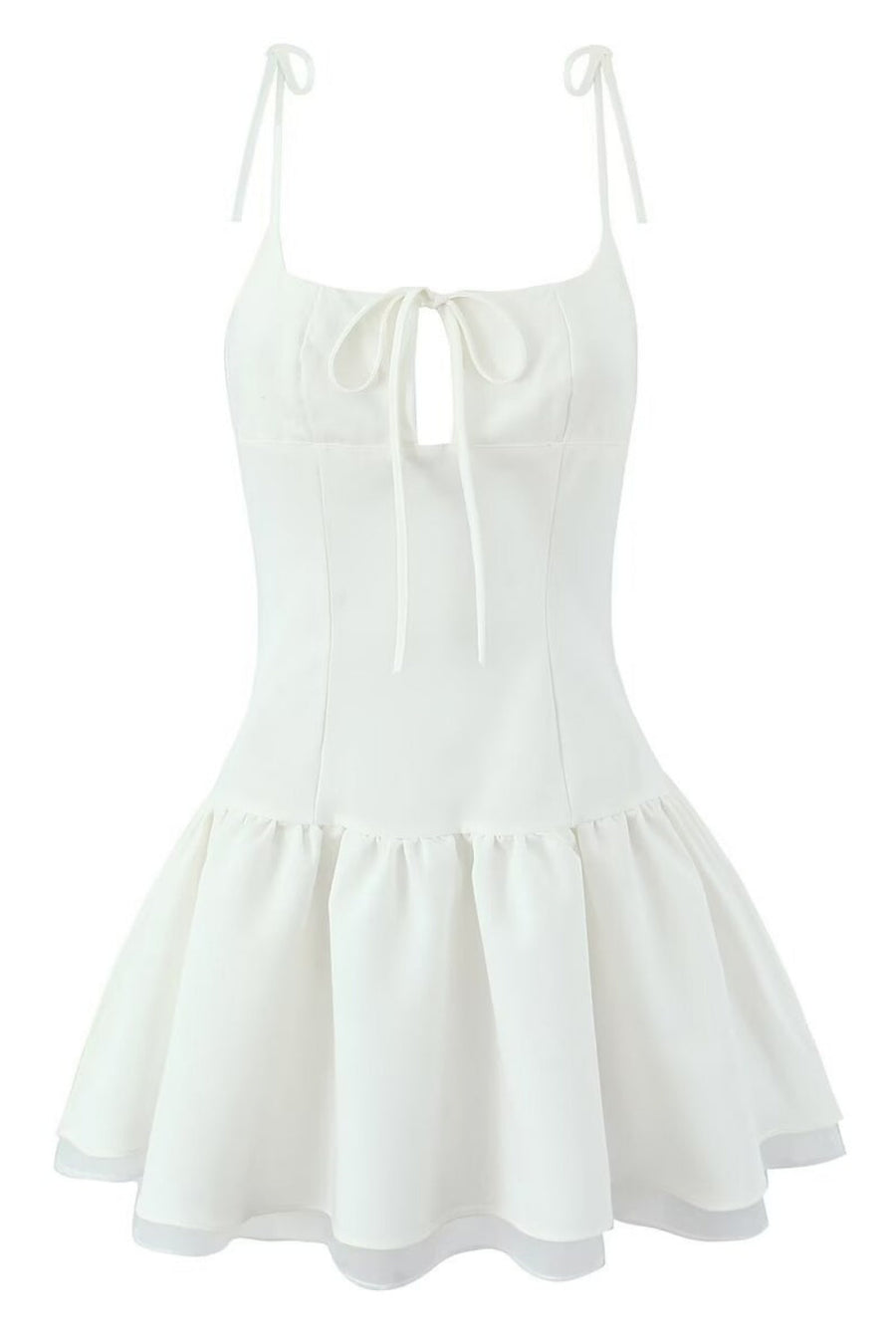 Bow Spaghetti Strap Hollow-out Short Dress