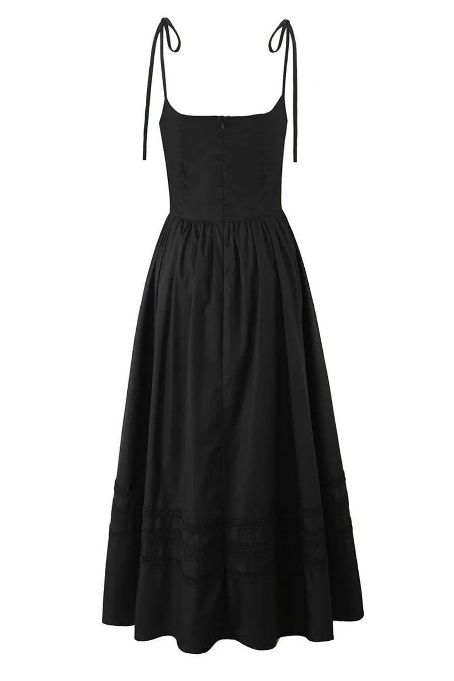 Black Lace Neck Ruched Long Party Dress