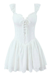 White Strap Lase-up Short Skirt