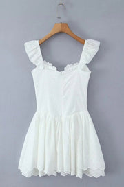 White Strap Lase-up Short Skirt
