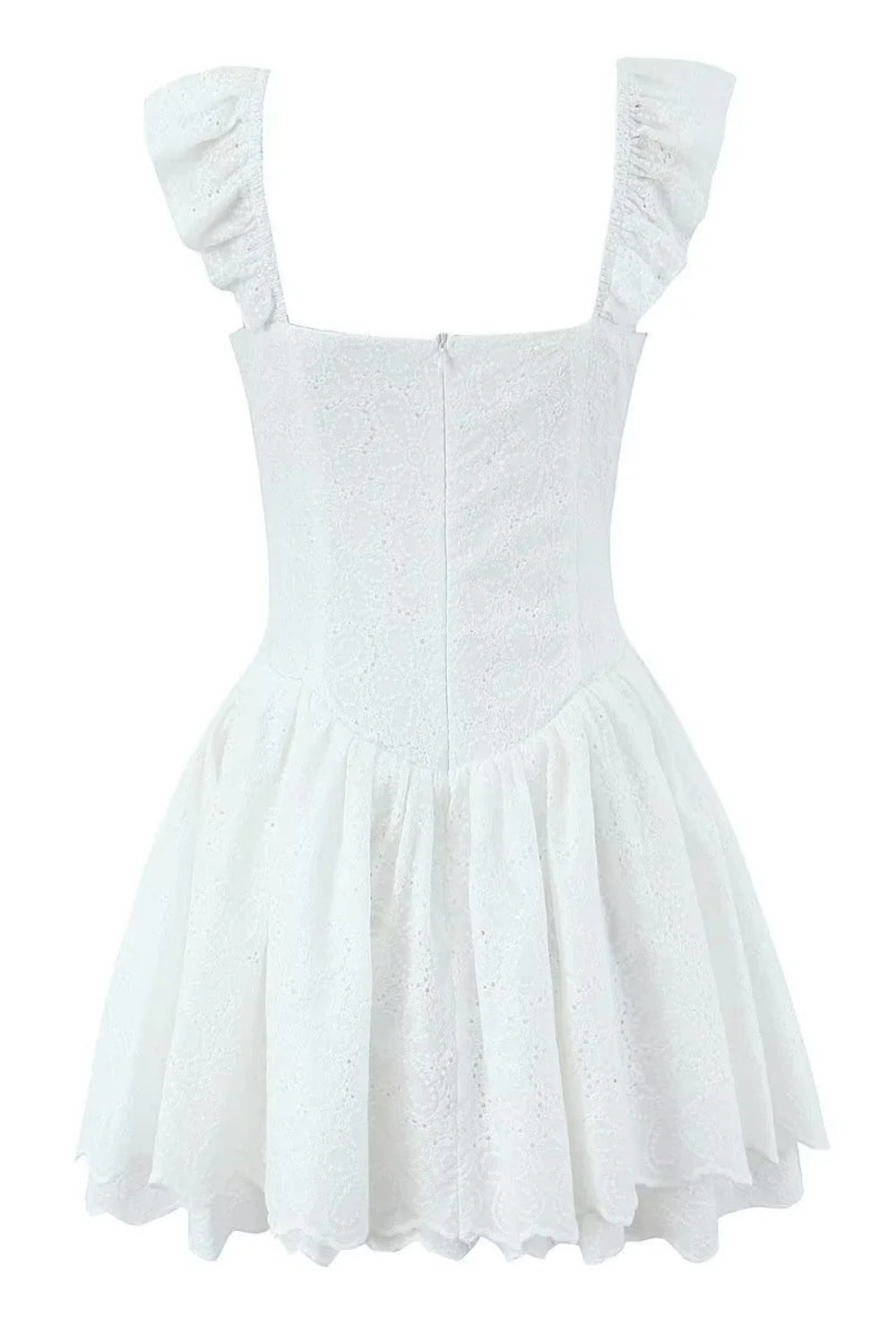 White Strap Lase-up Short Skirt