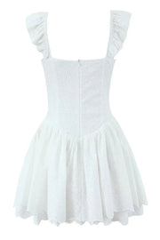 White Strap Lase-up Short Skirt