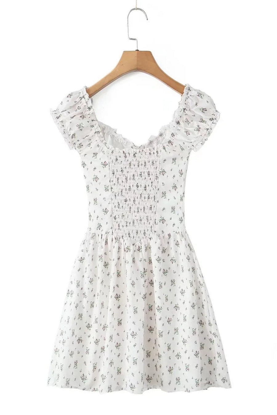 Black Floral Cap Sleeve Ruched Long Dress