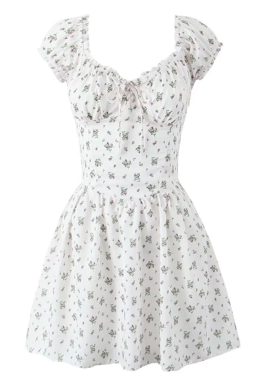 Black Floral Cap Sleeve Ruched Long Dress
