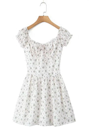 Black Floral Cap Sleeve Ruched Long Dress