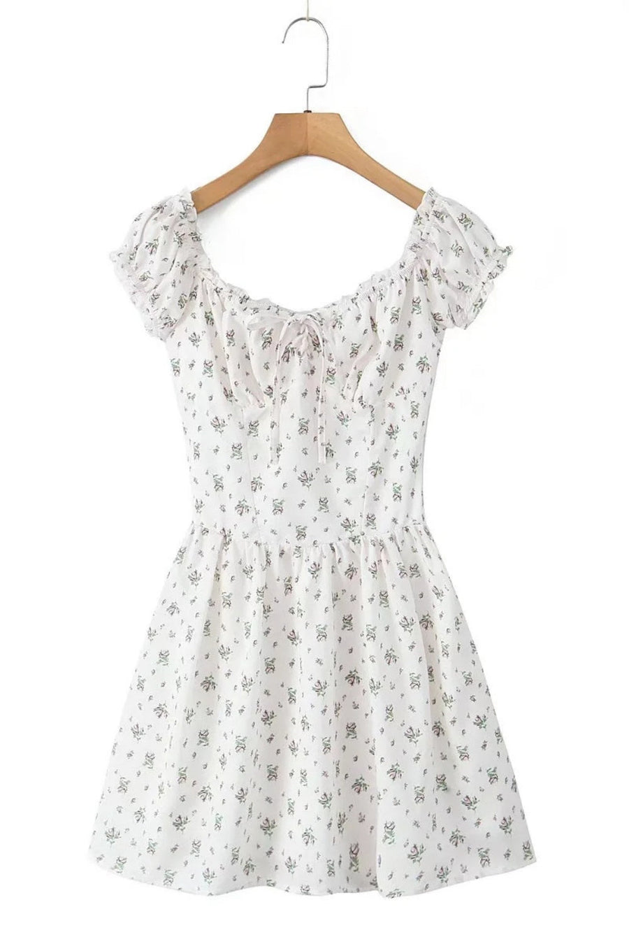 Black Floral Cap Sleeve Ruched Long Dress