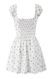 Black Floral Cap Sleeve Ruched Long Dress