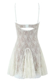 Spaghetti Strap Black Bow Lace Applique Skirt