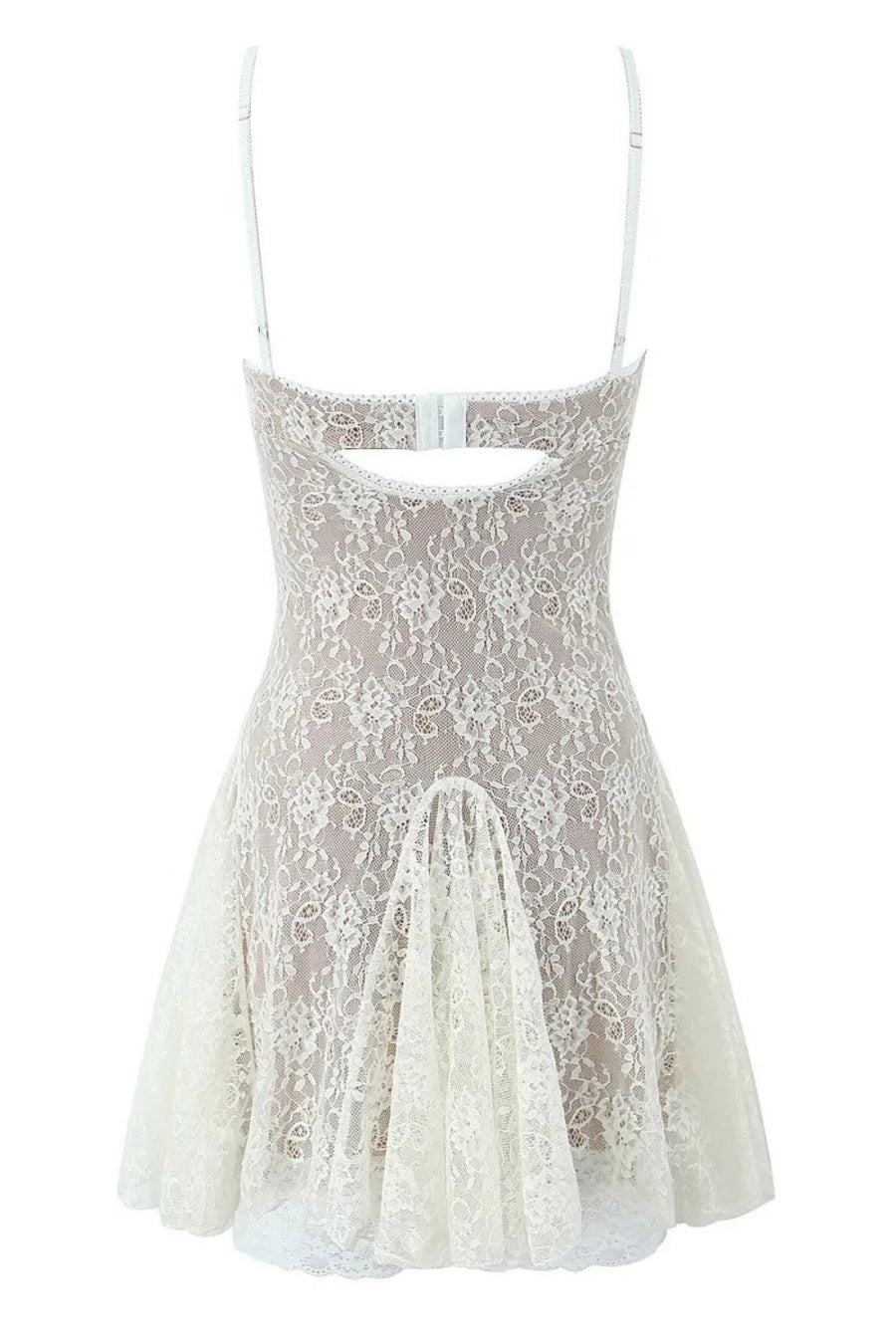 Spaghetti Strap Black Bow Lace Applique Skirt