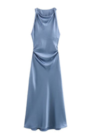 Sage Green Sleeveless Ruched Long Dress