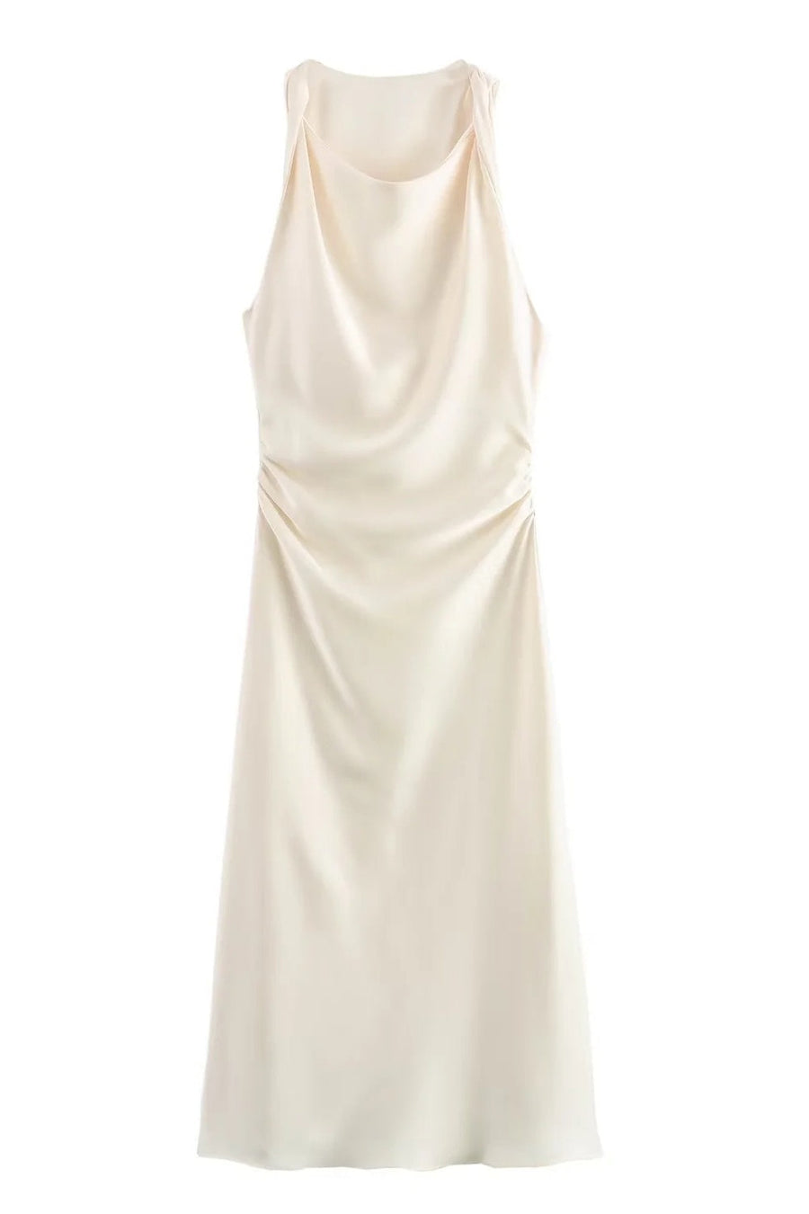 Sage Green Sleeveless Ruched Long Dress