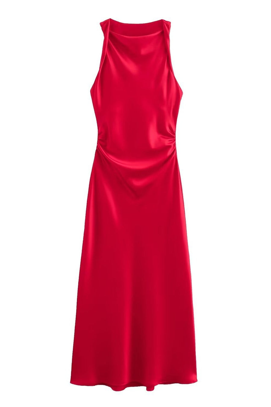 Sage Green Sleeveless Ruched Long Dress